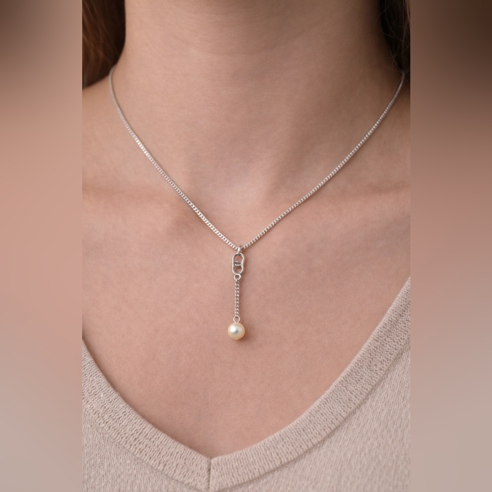 Christian Dior Silver CD Necklace with Pearl Pendant - Picture 8 of 8